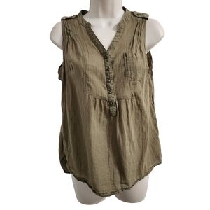 SONAMA V-Neck Sleeveless Top Green Size S